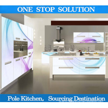 Pole Cabinet de cuisine moderne avec cabine de cuisine 3D à haute luminosité